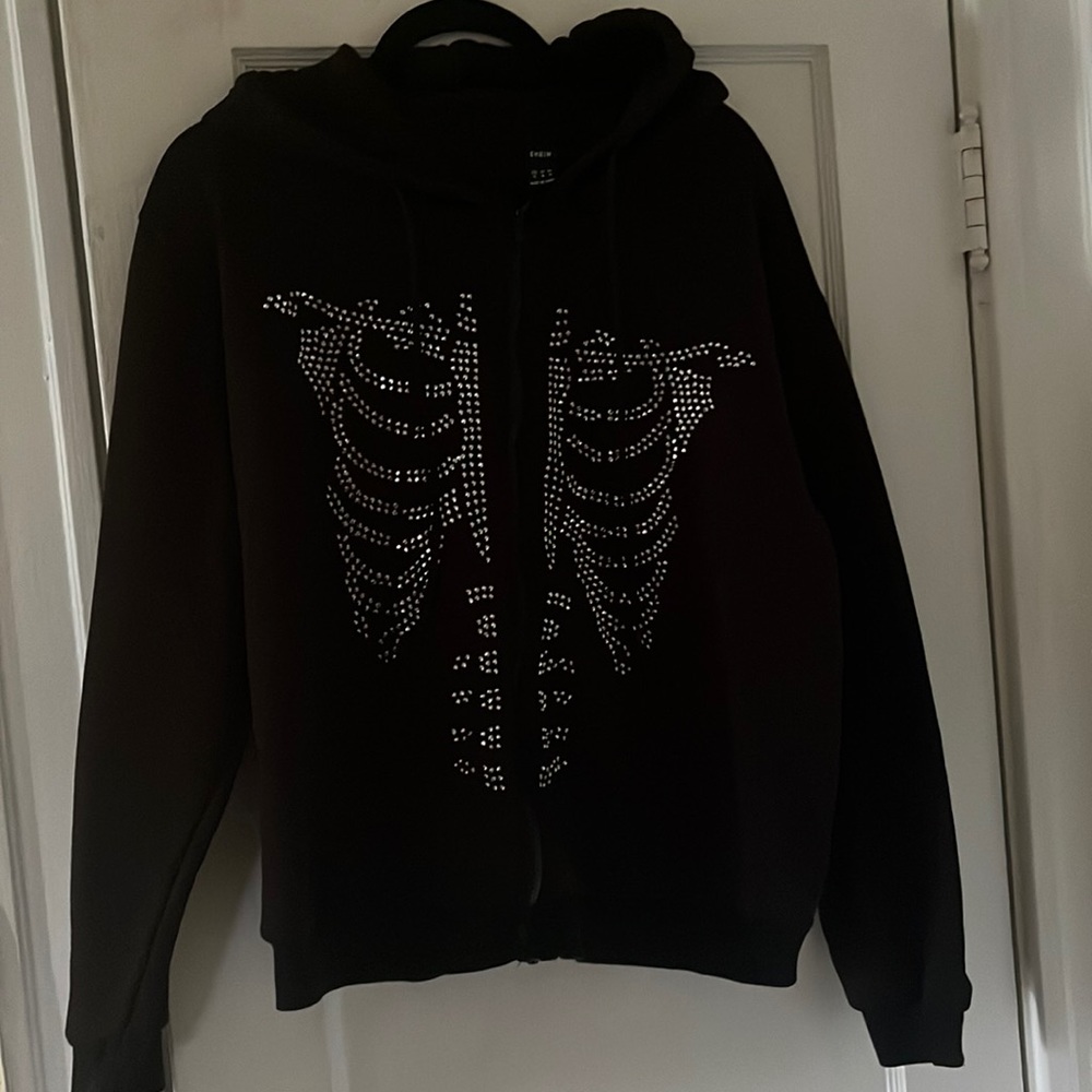Skeleton rhinestone hoodie